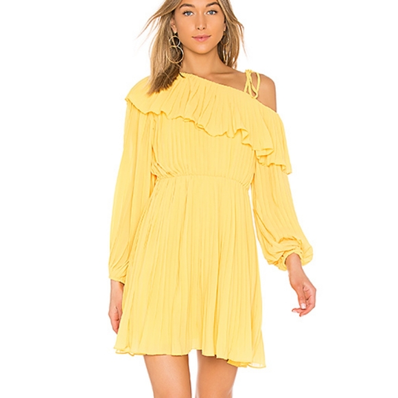 Endless Rose pleated one shoulder lemon dress NWT - Picture 3 of 3